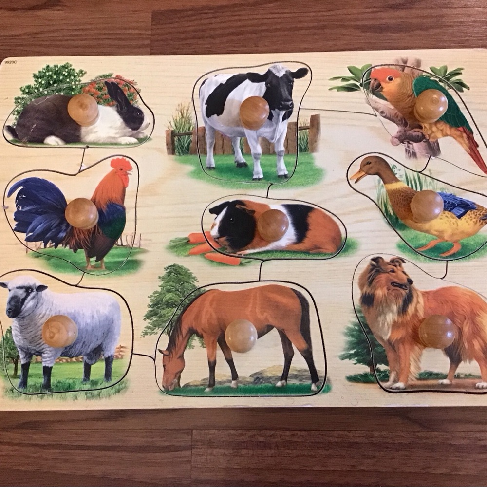 Vintage Wood Animal Board Puzzle